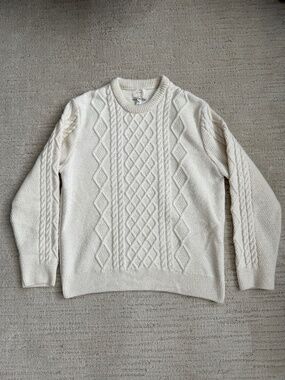 River Island Cream Cable Knit Wool Sweater L